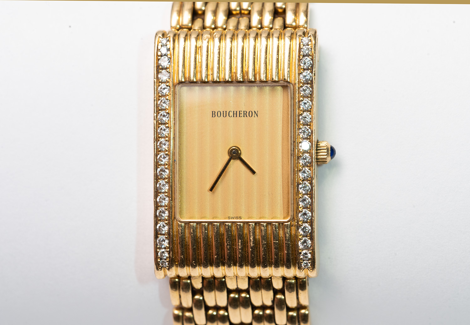 Boucheron Reflet Watch Reflet Small Yellow gold watch, yellow gold dial paved with  main image 2